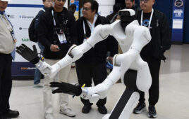 A robot on the show floor at 2025 RoboBusiness.
